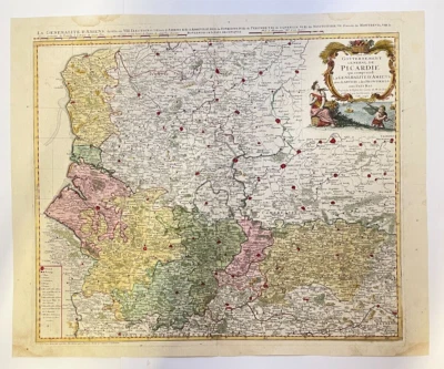 MAPA ANTIGUO GRANDE PICARDIA FRANCIA 1746 HOMANN HRS SIGLO XVIII Foto 1 de 4