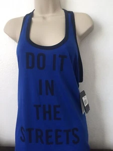 Nike Dri-Fit Loose Fit Women'sTank Top Blue&Black ColorJust DoIt The Streets NWT - Picture 1 of 12