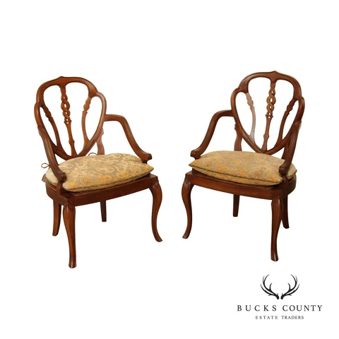 Hickory Chair French Provincial Style Pair of Cane Seat Armchairs Cover