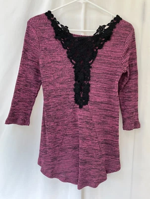 New Directions Blouse with Lace Back  - Petite - Size Small - Purple - Image 1 of 4