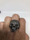 Men's Skull Biker Ring Vintage Silver Stainless Steel Size 9