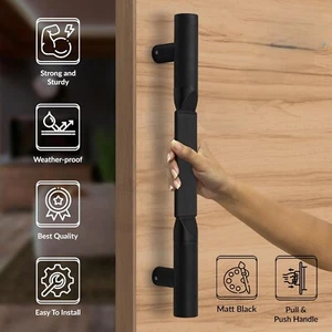 Door Handle Pull-Push Main Door Handle Wooden, Glass Front Door (15 Inch) 1 Pcs - Picture 1 of 17