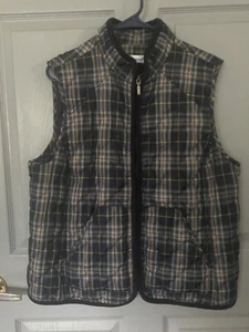 Croft & Barrow Navy Blue Teal Plaid Quilted Vest Full Zip Size XL - Picture 1 of 8