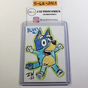BLUEY Show Dog Cartoon Artist sketch Card 1 of 1 ACEO Anime Manga Comic - Picture 1 of 2