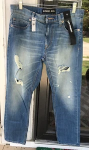 Express Gr. 4 Girlfriend Ripped Blue Jeans Neu Boyfriend D2 - Bild 1 von 7