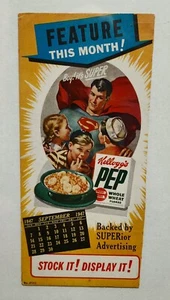 Superman 1947 Kelloggs Pep Cereal Calendar ink Blotter Fantastic Graphics - Picture 1 of 1