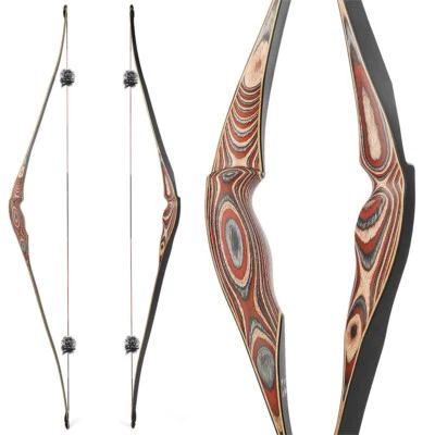 58'' Traditional Longbow 20-55lbs Wood Horsebow One Piece Archery Hunting RH LH - Image 1 of 4