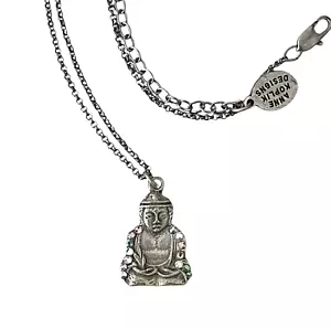 Buddha Medal Pendant Pastel Crystal Everyday Necklace By Anne Koplik Made In USA - Picture 1 of 5