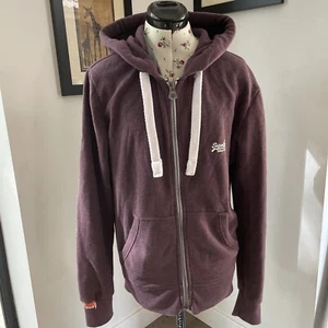 Q170 HOMBRE SUPERDRY BURGANDY MANGA LARGA CHÁNDAL TOP SUDADERA CON CAPUCHA REINO UNIDO S - Imagen 1 de 6