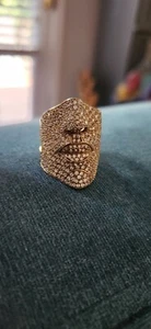 Sonia B Bitton 925 CZ face Nose & Mouth Ring sz 8 RARE !! UNIQUE! Stamped Signed - Picture 1 of 21