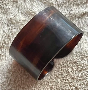 Vintage Lucite Schildkrötenschale braun gelb BREITE MANSCHETTENARMBAND ~ schön! - Bild 1 von 5