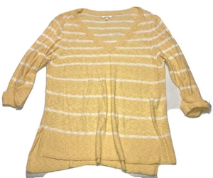 Women's Maurices Sweater Sweatshirt Plus Size 1 Vneck Striped Yellow Thin - Picture 1 of 3
