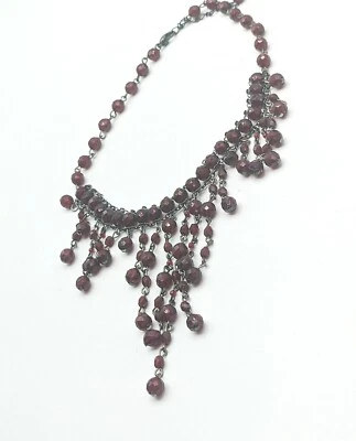 Collar renacentista con cuentas flecos gótico rojo vidrio facetado cuentas declaración  Foto 1 de 4