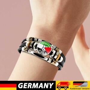 Palestine Flag Leather Bracelet Adjustable 3 Strand for Events Support (1)