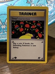 Pokemon Misprint Error 1st edition.Trainer Sleep! Team Rocket - Picture 1 of 9