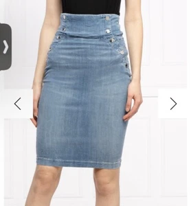 GUESS Damen Blue Wash Denim Gwenda Matrosen-Stil Pull-On Minirock Gr. 25 Neu mit Etikett - Bild 1 von 13