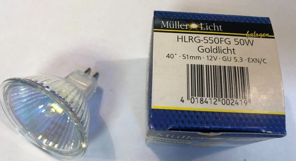 Müller Licht Gold-Light 12V 50W GU5.3 51Mm Halogen Bulb 3000H Warm White - Image 1 of 1