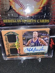 2023 LEAF ART OF SPORT CLYDE DREXLER 26/35 AUTO GAME-USED DUAL PATCH - Picture 1 of 2