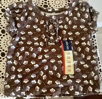 Blusa Cherokee Bebé Niñas Talla 6 Meses Marrón Estampado Floral Camisa Manga Top Nueva con Etiquetas Foto 1 de 4