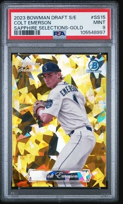 2023 BOWMAN DRAFT S/E SAPPHIRE SELECTIONS GOLD COLT EMERSON 1/50 FOTL PSA 9 - Image 1 of 3