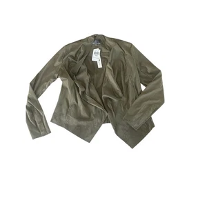 NWT Kut From The Kloth Women's Olive Drape Faux Suede Moto Jacket Asymmetrical M - Picture 1 of 7
