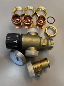 Caleffi 521516A MixCal 3-way Mixing Valve 3/4" Press w/ Temp Gauge TEMP QUESTION - Picture 1 of 3