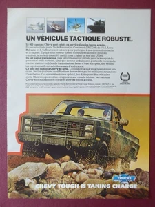 7/1984 PUB TRUCKS CHEVY CUCV TACOM US ARMY 4X4 ORIGINAL FRENCH AD - Foto 1 di 1