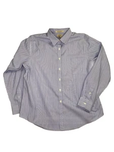 L.L. Bean Button Front Shirt M Wrinkle Free No Iron Striped White Blue Womens - Picture 1 of 2