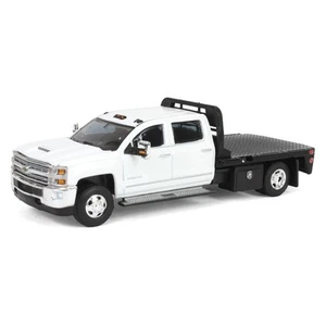1/64 2016 Silverado 3500 Flatbed Dually Truck White Exclusive Greenlight 51611-B - Picture 1 of 5