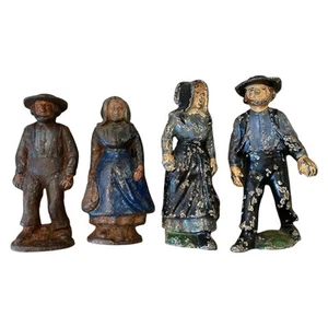 Vintage 1940-50's Cast Iron Amish Figurines - Set of 4 - A286 - Picture 1 of 13
