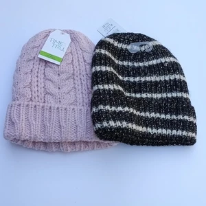 Lined knit Winter Hat |unisex beanies winter hats one size NWT. 2 pc. - Picture 1 of 7