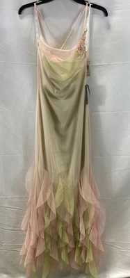 Vestido De Colección Y2K XOXO Para Mujer Rosa Verde Floral Malla Volantes M Nuevo Con Etiquetas Foto 1 de 4