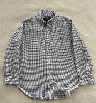 Camisa Polo Ralph Lauren para niños manga larga con cuello de plumón de algodón. Talla 4/4T Foto 1 de 4