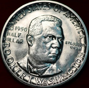 Uncirculated 1950-S Booker T Washington Silver Commemorative Half Dollar - Picture 1 of 2