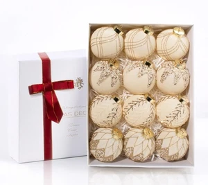 12 Stck. Samt Glitzer Weihnachtskugel Ornamente, 3,15 Zoll Luxus Weihnachten D... - Bild 1 von 6
