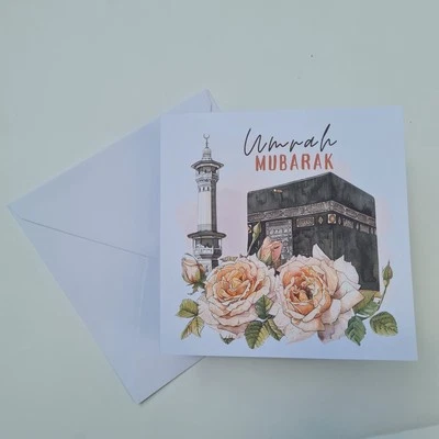 Umrah Mubarak Greeting Card, Islam, Muslim, Congratulations, Makkah, Madina