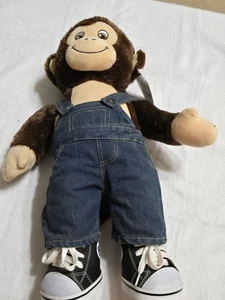 Build A Bear Smiley Monkey II braun 17" Soft Eyes 2017 mit Overall Tennisschuhe - Bild 1 von 12