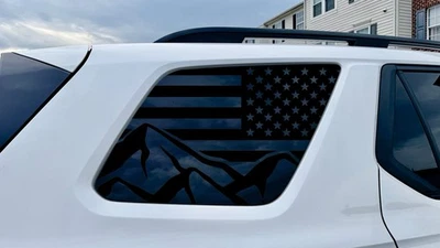 2023-2025 Honda Pilot Quarter Window Decal Sticker - Mountain USA Flag - Image 1 of 2