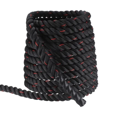 Battle Rope Polyester Heavy Workout Exercise Rope 50ft x 1.5 Inch, Black Red - Изображение 1 из 4