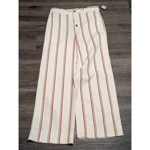 GAP High Rise Wide Leg Crop Hose Creme Streifen Knopfleiste Größe 4 - Bild 1 von 10