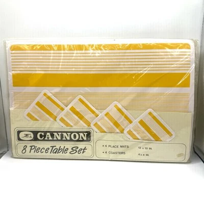 Vintage Cannon 8 Pc Table Set Placemats Coasters Yellow White Retro Patio NEW - Image 1 of 4