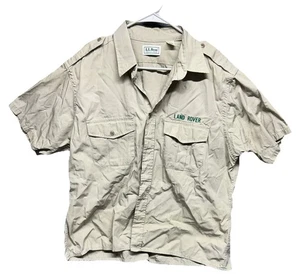Vintage L.L Bean Land Rover Safari Button Shirt Tan Sz XL - Picture 1 of 6