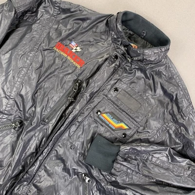 Vintage Buck Baker Racing School Jacket Men MD Black Nylon Bomber 80s Style Auto - Image 1 of 4