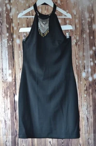 Sexy Neckholder-Minikleid H&M – Schwarz, Gr. 38 mit Statement Kette Silber Party - Bild 1 von 5