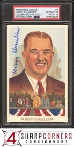 1989 PEREZ-STEELE CELEBRATION POSTCARD #9 HAPPY CHANDLER HOF PSA 10 DNA AUTO 10 - Picture 1 of 2