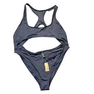 SKIMS Cut Out Monokini Swim One Piece Racerback High Cut Leg Gunmetal 3X - Picture 1 of 5