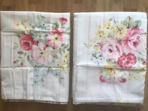 Cath Kidston 2 Housewife Pillowcases Spring Bouquet Flower & Cheshire Stripe New - Picture 1 of 6