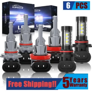 6X LED Headlight Bulbs Kit For Toyota Sequoia 2008-2018 High Low Beam Fog Lights - Picture 1 of 17