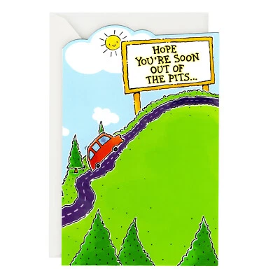 Nice GET WELL Card, "On the Road to Recovery" by American Greetings + Envelope - Image 1 of 4