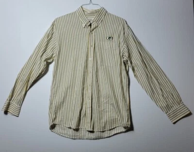 Cutter & Buck Green Bay Packers Long Sleeve Button Front Shirt Yellow Striped L - Image 1 of 4